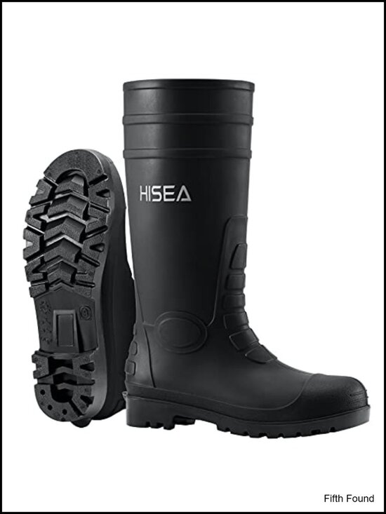 Men\'s Knee High Rain Boots Waterproof PVC with Steel Shank Slip-Resistant Work